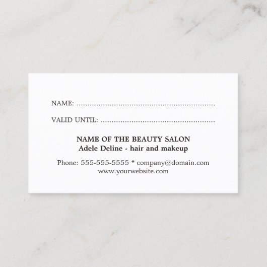 グレーエレガントホワイトフェイク金ゴールドシザーロイヤリティカード ロイヤリティカード (裏面)