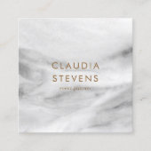 グレーエレガントホワイトブラックウォーター色大理石パターン スクエア名刺 (正面)