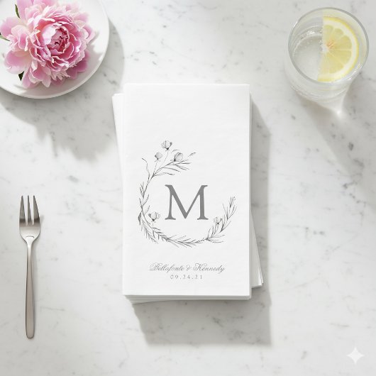 グレーエレガントホワイトボタニカルリース結婚ズ