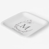 グレーエレガントホワイトボタニカルリース結婚ズ ペーパープレート (傾斜あり)