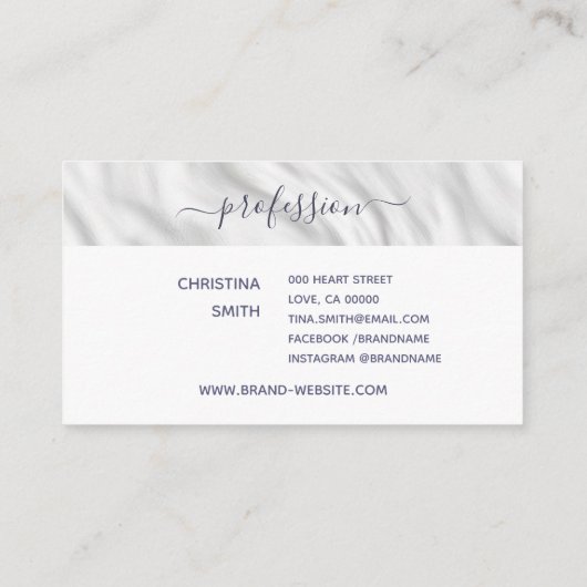 グレーエレガントホワイト書名署名シック 名刺 (裏面)