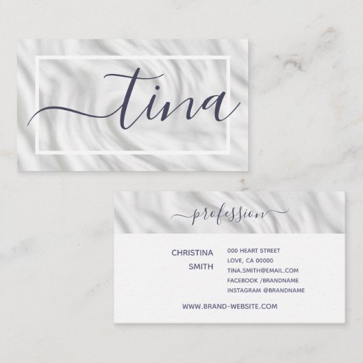 グレーエレガントホワイト書名署名シック 名刺 (正面/裏面)