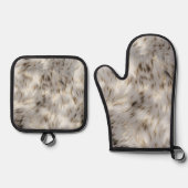 グレーエレガントホワイト金ゴールド結婚ズ 鍋つかみ&鍋敷きセット (正面)