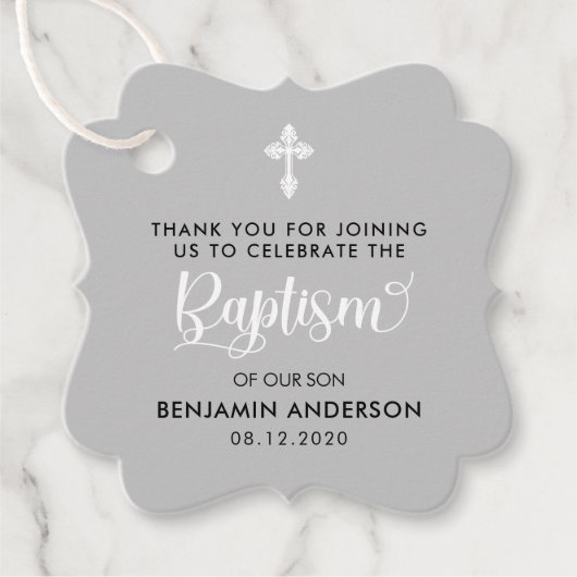 グレーエレガントボーイバプテスマ フェイバータグ (正面)