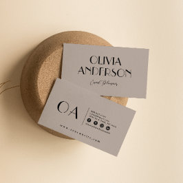 グレーエレガントミニマリストヌエラルボホシックモダン 名刺