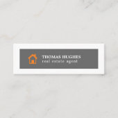 グレーエレガントミニマルオレンジ剤 スキニー名刺 (正面)