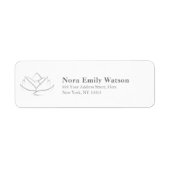 グレーエレガントミニマルロータスフラワーアドレス ラベル (正面)