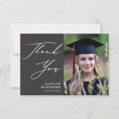 グレーエレガントミニマル写真卒業のスクリプト サンキューカード (正面)