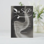 グレーエレガントミニマル結婚リスト 出欠カード (スタンド正面)