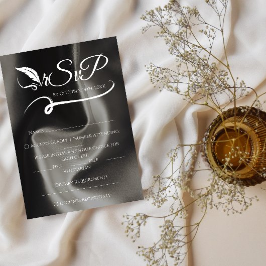 グレーエレガントミニマル結婚リスト 出欠カード