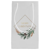 グレーエレガントメリークリスマス スモールペーパーバッグ (正面)