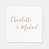 グレーエレガントモダンシグネチャースクリプト スタンダードカクテルナプキン (正面)