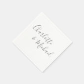 グレーエレガントモダンシグネチャースクリプト スタンダードカクテルナプキン (角)