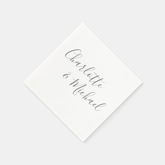 グレーエレガントモダンシグネチャースクリプト スタンダードカクテルナプキン (角)