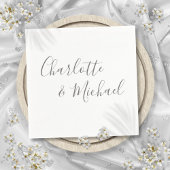 グレーエレガントモダンシグネチャースクリプト スタンダードカクテルナプキン