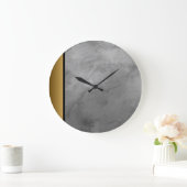 グレーエレガントモダンブラック金ゴールド大理石パターン ラージ壁時計 (ホーム)