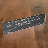 グレーエレガントモダン机用ネームプレート デスクネームプレート (側面)