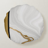 グレーエレガントモダン白金ゴールド大理石パターン ラウンドクッション (裏面)