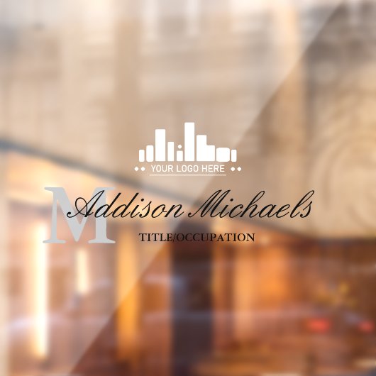 グレーエレガントモノグラム名タイトルとロゴ ウィンドウサイン (シート2)