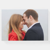 グレーエレガントモノグラム名Date Photo 結婚's ゲストブック (裏面)