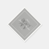グレーエレガントモノグラム新郎新婦クラッシー結婚ズ スタンダードカクテルナプキン (角)