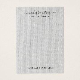 グレーエレガントリネンジュエリーイヤリングディスプレイカード