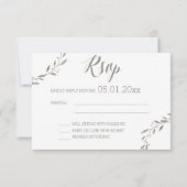 グレーエレガントリースのRSVPカー結婚ド 出欠カード (裏面)