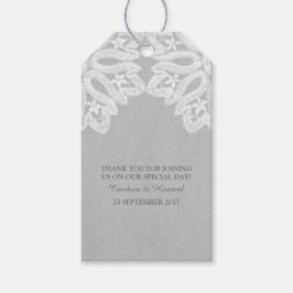 グレーエレガントレースギフトラベル ギフトタグ