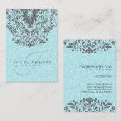 グレーエレガントレース赤ちゃんブルーダマスク背景 名刺 (正面/裏面)