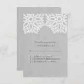 グレーエレガントレースRSVPカード 出欠カード (正面/裏面)