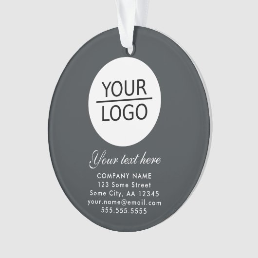 グレーエレガントロゴの追加カスタム文字プロモーション オーナメント (正面)