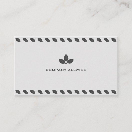 グレーエレガントローレル葉オンシルバーカラー 名刺 (正面)