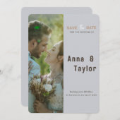 グレーエレガント保存の日付招待状 セーブザデート (正面/裏面)