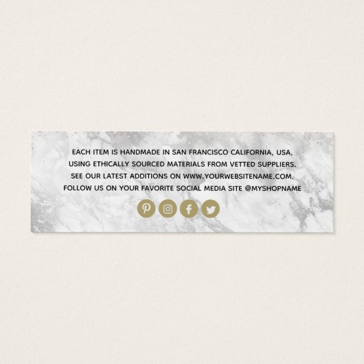 グレーエレガント大理石あなたのロゴ衣料品価格ラベル (裏面)