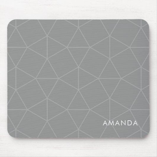 グレーエレガント幾何学模様(名前をカスタムする) マウスパッド (正面)