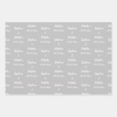 グレーエレガント新郎新婦の名前の結婚式 ラッピングペーパーシート (正面)