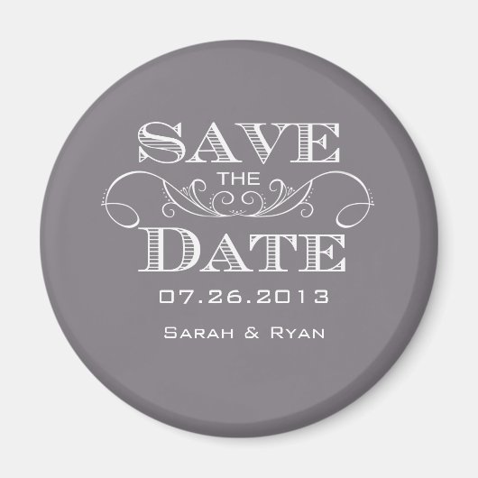 グレーエレガント日付磁石の保存 マグネット (正面)