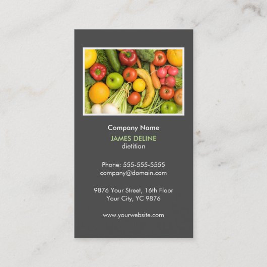 グレーエレガント栄養士ダイエットの正常性 名刺 (正面)