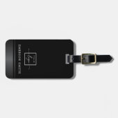 グレーエレガント縁どグラデーションの追加ロゴ黒 ラゲッジタグ (正面横)