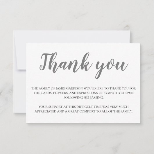 グレーエレガント葬式ありがとう サンキューカード (正面)