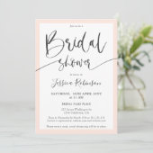 グレーエレガント赤面ピンクスクリプトシックブライダルシャワー 招待状 (スタンド正面)