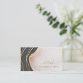 グレーエレガント金ゴールドグリッター署名スクリプトエージェント   名刺 (スタンド正面)