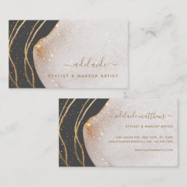 グレーエレガント金ゴールドグリッター署名スクリプトエージェント   名刺