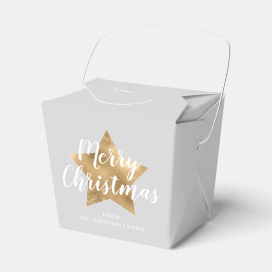 グレーエレガント金ゴールドスターフェイクメリークリスマス フェイバーボックス (正面サイド)