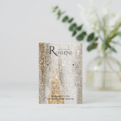 グレーエレガント金ゴールドブラシジュエリー表示 名刺 (スタンド正面)