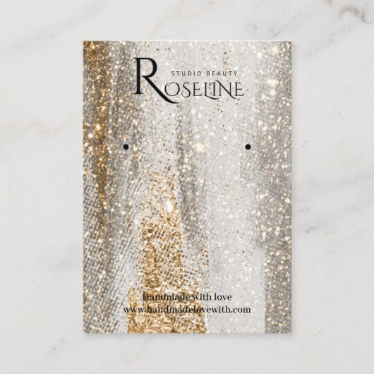 グレーエレガント金ゴールドブラシジュエリー表示 名刺 (正面)