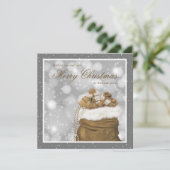 グレーエレガント金ゴールドメリークリスマスホリデーカード シーズンカード (スタンド正面)