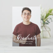 グレーエレガント金ゴールド卒業パーティーの写真 招待状 (スタンド正面)