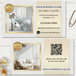 グレーエレガント金ゴールド家具またはインテリアデザイン 名刺