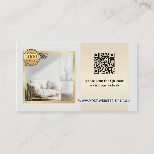 グレーエレガント金ゴールド家具またはインテリアデザイン 名刺 (裏面)